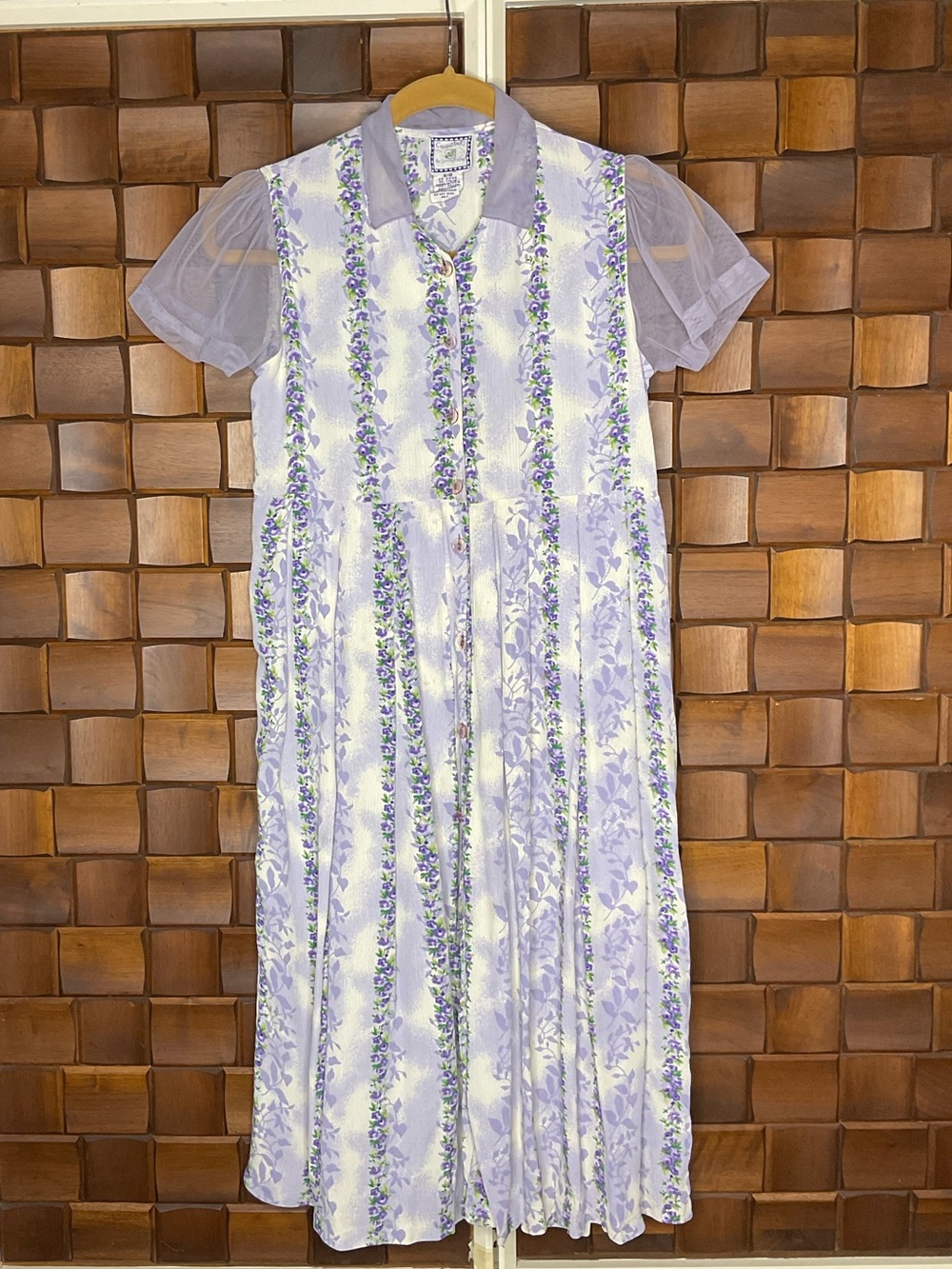 Vintage Cornelloki Floral Pleated Skirt Button Down Dress Girls Size 9/10